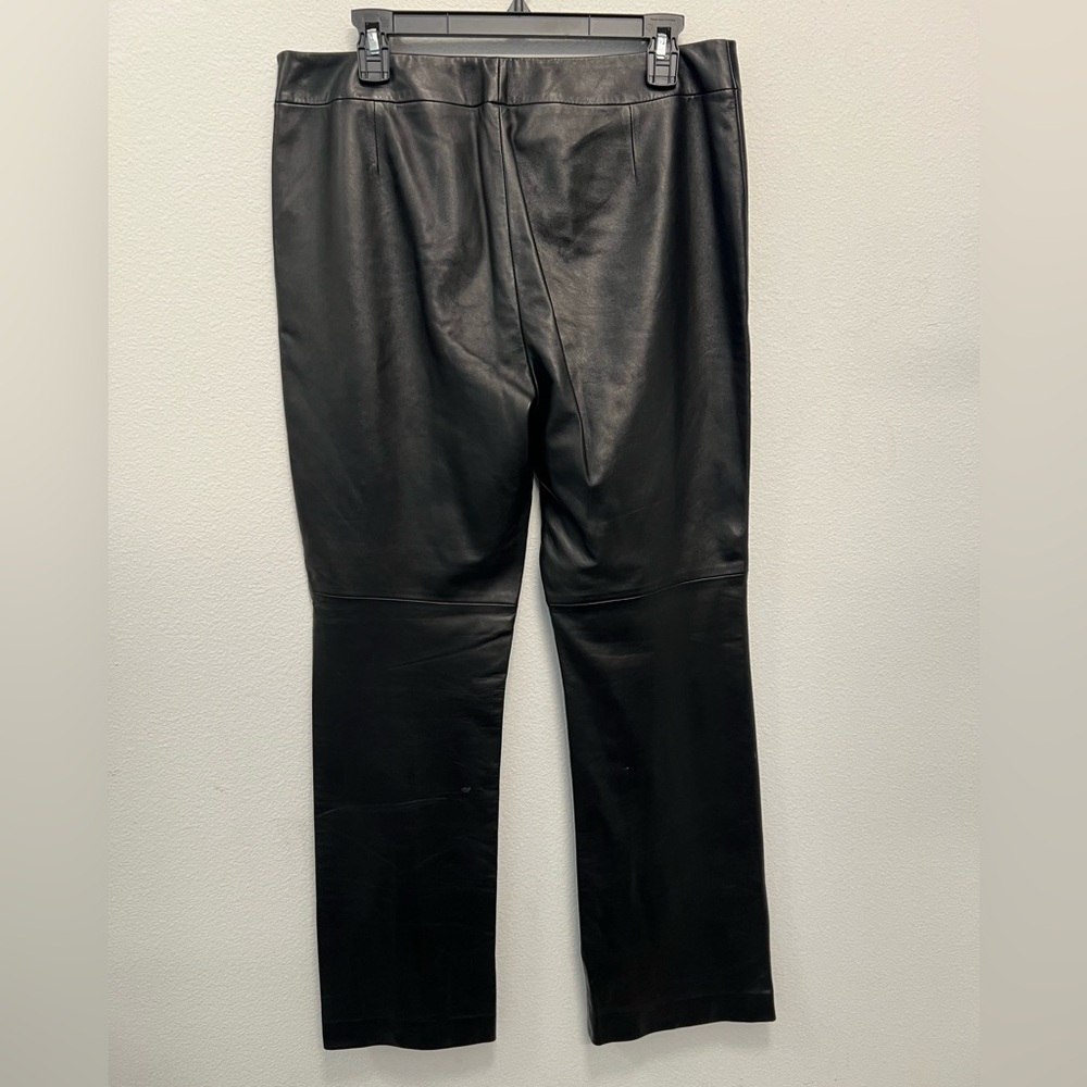 Genuine Leather Pants Size 12 Straight Leg Dana Buchman Black - Picture 3 of 8